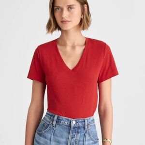 Madewell The Easy Crop V-Neck Tee in Soft Slub SIZE MEDIUM